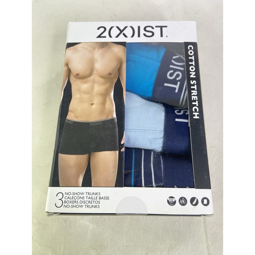 2xist Cotton Stretch 3 Pack No Show Trunks Boxer Briefs Underwear Mens Size S